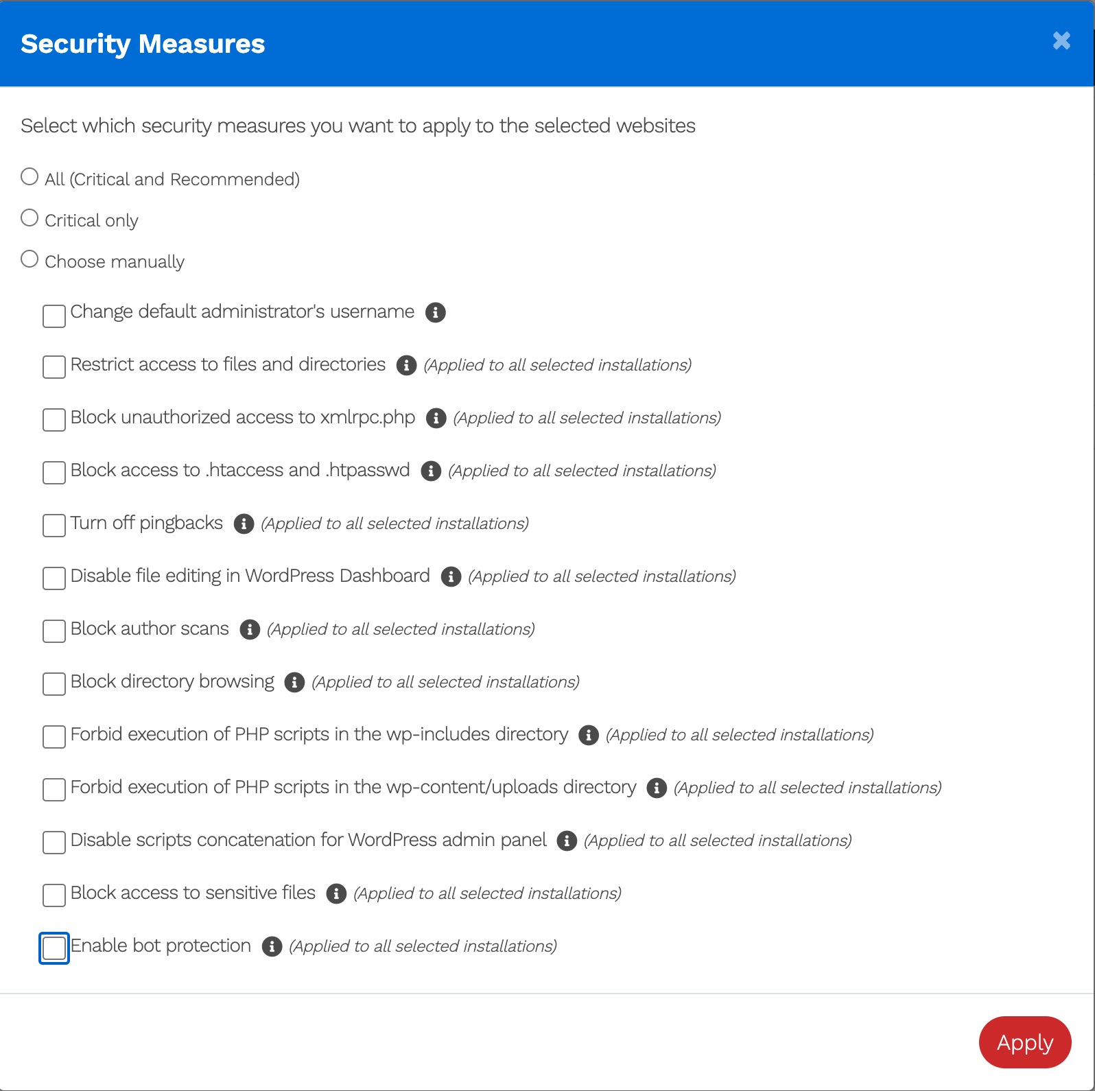 Security Settings Form